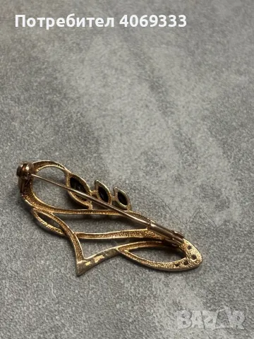 Руска Златна брошка с естествени камъни, снимка 7 - Колиета, медальони, синджири - 49874324