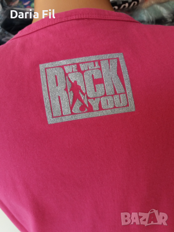 -15% Розова тениска със сребрист надпис и на гърба, снимка 4 - Тениски - 36324354