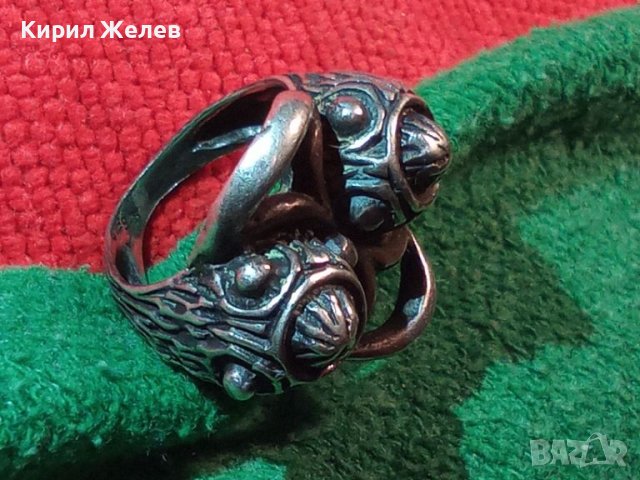 СТАР СРЕБЪРЕН ПРЪСТЕН ЛАКИРАНО СРЕБРО с ОКСИДАЦИЯ ХУДОЖЕСТВЕНА МАЙСТОРСКА ИЗРАБОТКА 44802, снимка 2 - Пръстени - 45955436