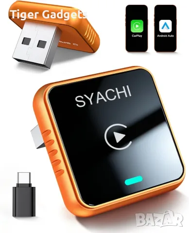 SYACHI 2-in-1 Wireless CarPlay & Android Auto Adapter – USB-A/USB-C, iPhone & Android