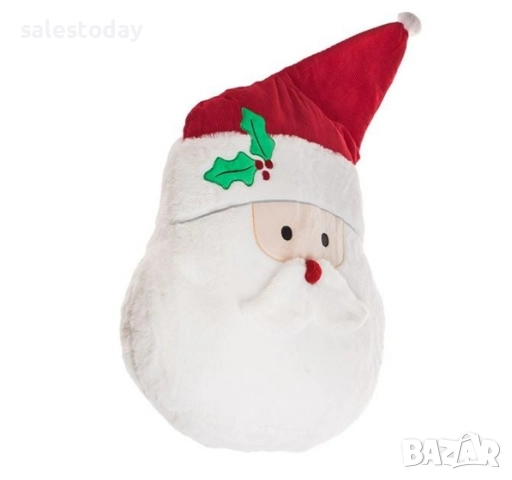 Коледна възглавница с Дядо Коледа с шапка, 55см, снимка 4 - Възглавници - 52373676