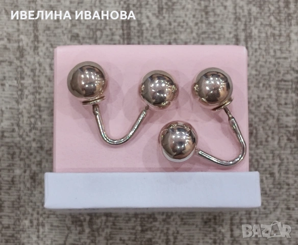 Дамски сребърни обеци с топчета, снимка 3 - Обеци - 53033237