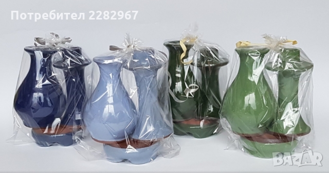 НОВ!!! Комплект ваза, свещник и пепелник, снимка 5 - Вази - 36059804