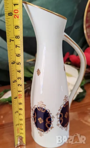 Порцеланова ваза -Volkstedt GDR mark 1762 Echt Cobalt Made in GDR 1951-1990 mark, снимка 9 - Колекции - 49185296