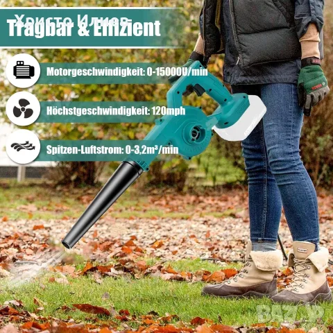 Безжична духалка за листа прах сняг и прахосмукачка 2200W, снимка 7 - Градинска техника - 55959198