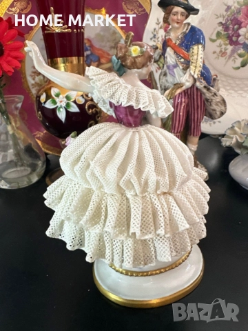 Volkstedt Фолкщед Germany  Curca 1945 (Älteste Volkstedter Porzellanmanufaktur) Dresden Lace , снимка 7 - Антикварни и старинни предмети - 52939094