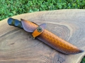 Японски ловен нож DAMASKUS AB,дамаска стомана VG10,кожена кания,LN418, снимка 4