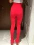 Нов уникален секси висока талия червен спортен елегантен панталон рипс рипсен Alice Evis , снимка 1