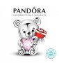Нови! Талисман Пандора сребро проба 925 Pandora My Teddy Bear with Red Rose. Колекция Amélie, снимка 1 - Гривни - 44375658