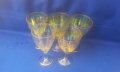 Стъклени чаши за концентрат или вино, богата ръчна инкрустация, столче, седефен ефект, снимка 5