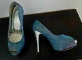 Ефектни и стилни обувки,със сребрист брокат, снимка 3