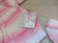 Плетен бебешки костюм в розово и бяло , снимка 5