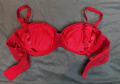 Ярко червен сутиен с червена дантела на чашките 75В размер, снимка 9