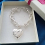Сребърна, дамска гривна със сърце/ плочка. 10 различни модели. В кутия за подарък., снимка 2