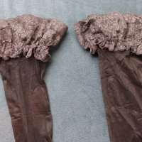 S/M нови кафяви лъскави с ликра силиконови чорапи, снимка 3 - Бельо - 40622534