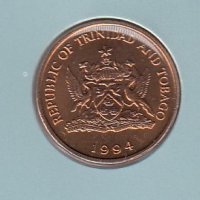 1 цент 1994, Тринидад и Тобаго, снимка 2 - Нумизматика и бонистика - 38699638