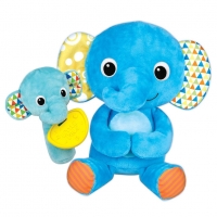 WINFUN Плюшен слон с бебе слонче-дрънкалка LITTLE PALS 191, снимка 2 - Плюшени играчки - 36032159