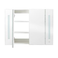 Шкаф за баня с огледало и LED осветление WFBS-BC-D0182WH, снимка 2 - Шкафове - 42412250