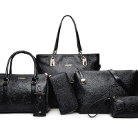 Комплект от 6 броя луксозни дамски чанти /Цвят: Черен;, снимка 1 - Чанти - 44778158