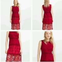 НАМАЛЕНА - ZARA нова червена изящна рокля размер S, снимка 3 - Рокли - 41743772