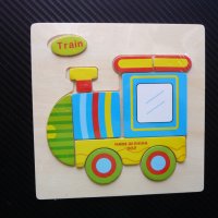 Дървен пъзел влак за най-малките играчка локомотив вагони   , снимка 1 - Игри и пъзели - 40982114