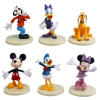 6 бр Мики Мини Маус Mickey Minnie Disney пластмасови фигурки на бяла стойка за украса торта и игра, снимка 5 - Фигурки - 44405038