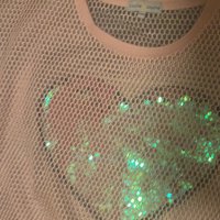 Уникална диско мрежеста блуза със сърце от паети, CASHE , снимка 2 - Тениски - 42651768