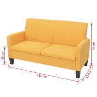 Двуместен диван, 135х65х76 см, жълт, снимка 4 - Дивани и мека мебел - 41739864