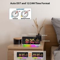Нов Голям цифров часовник RGB цветен будилник Дом Спалня, снимка 2 - Други стоки за дома - 42310943
