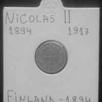 Монета Руска Финландия 25 Пения 1894 г. Цар Николай II, снимка 1 - Нумизматика и бонистика - 35769564