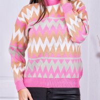 Цветен пуловер на райе в три цвята, снимка 6 - Блузи с дълъг ръкав и пуловери - 42292236