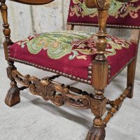 Уникално кресло с дърворезба в перфектно състояние, снимка 5 - Дивани и мека мебел - 44279699