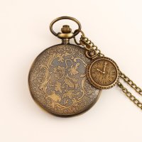 SHAARMS Винтидж джобен кварцов часовник,кварцов,месинг+верижка, снимка 3 - Джобни - 41406650