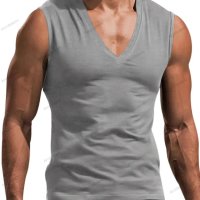 Мъжка едноцветна тениска без ръкави с V-образно деколте, 7цвята - 023, снимка 7 - Тениски - 41691418