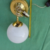 Стара стенна лампа месинг и стъкло, снимка 6 - Лампи за стена - 36107351
