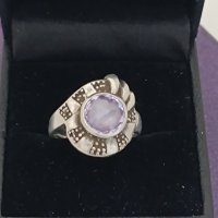 Красив сребърен пръстен с аметист #15S, снимка 1 - Пръстени - 44327075