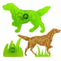 Ловно куче лов трева сет резец резци печат за бисквитки фондан с релеф , снимка 1 - Форми - 34107488