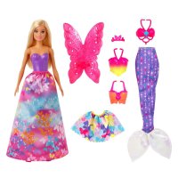 Barbie с три костюма: русалка, фея и принцеса Dress Up Giftset GJK39, снимка 3 - Кукли - 41262719