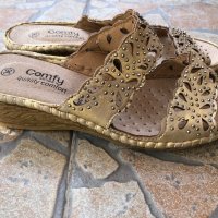 Нови чехли естествена кожа и мемори пяна Comfy Shoes, снимка 7 - Чехли - 41375164