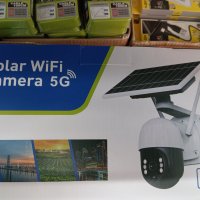 Соларна безжична въртяща се водоустойчива камера WI FI 5MP проследяване на движение LED осветяване, снимка 1 - IP камери - 37859368