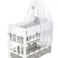 Спален комплект за бебешка кошарка Roba сиво/бяло, снимка 3 - Спално бельо и завивки - 34582077