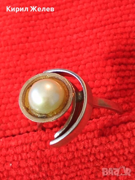 СРЕБЪРЕН ПЕРЛЕН РЕТРО АР НУВО СТИЛ ПРЪСТЕН СРЕБРО 925 с БЯЛА ПЕРЛА МАЙСТОРСКА ИЗРАБОТКА 26880, снимка 1