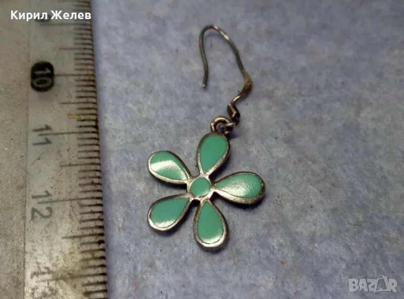 СВЕЖАРСКА ФЛОРАЛНА ЕМАЙЛИРАНА СРЕБЪРНА ОБЕЦА ЦВЕТЕ СРЕБРО 925 ПРОБА 48628, снимка 1