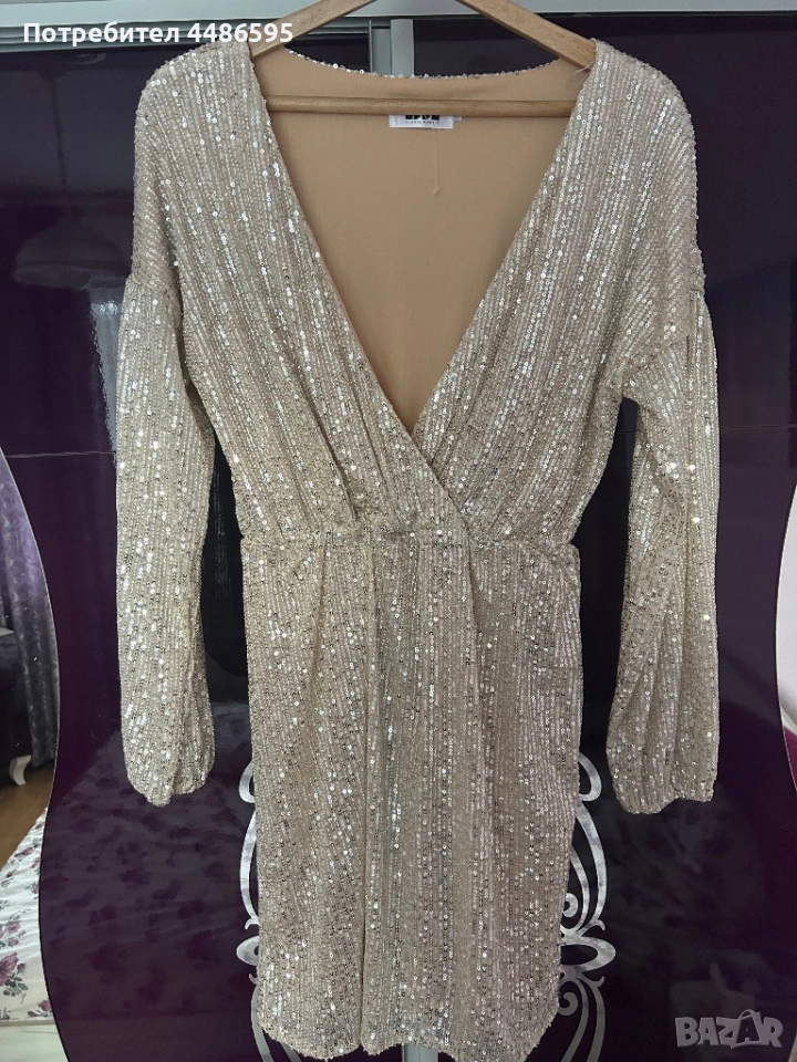 Златиста рокля с пайети, снимка 1