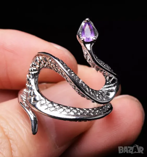 Пръстен змия с аметист гранат и перидот подходящи за подарък, снимка 1