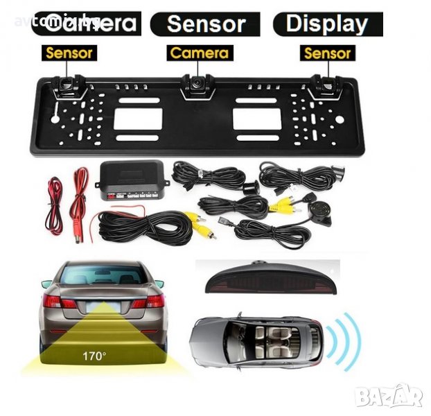 Поставка за регистрационен Номер с Камера и Дисплей парктроник А-3578-3, снимка 1