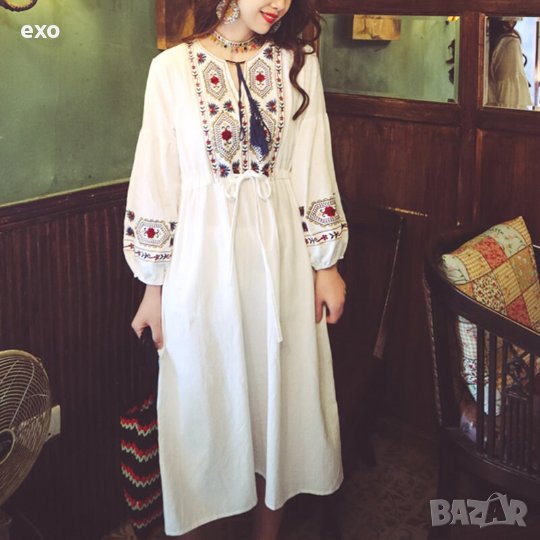 Елегантна лятна рокля, лятна рокля с бродерия, Лятна рокля памук, снимка 1