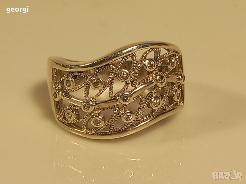 сребърен пръстен с камъни , снимка 1