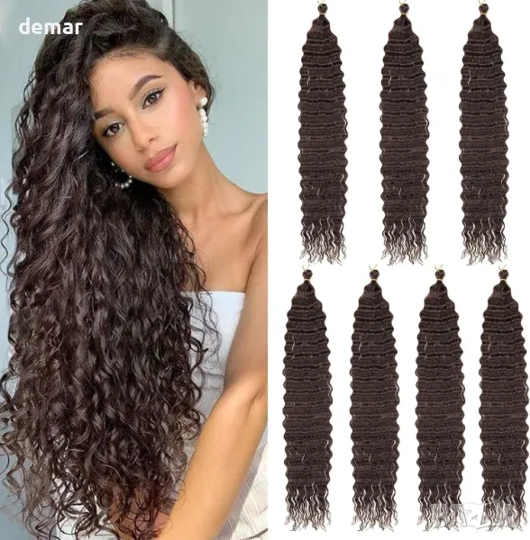 Тъмнокафява сплетена коса Samtress Ocean Wave Twist, 76 см, 7 пакета, цвят - #4, снимка 1