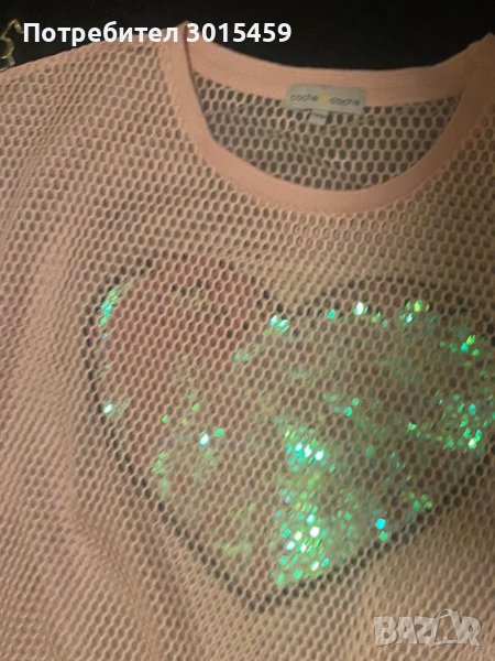 Уникална диско мрежеста блуза със сърце от паети, CASHE , снимка 1